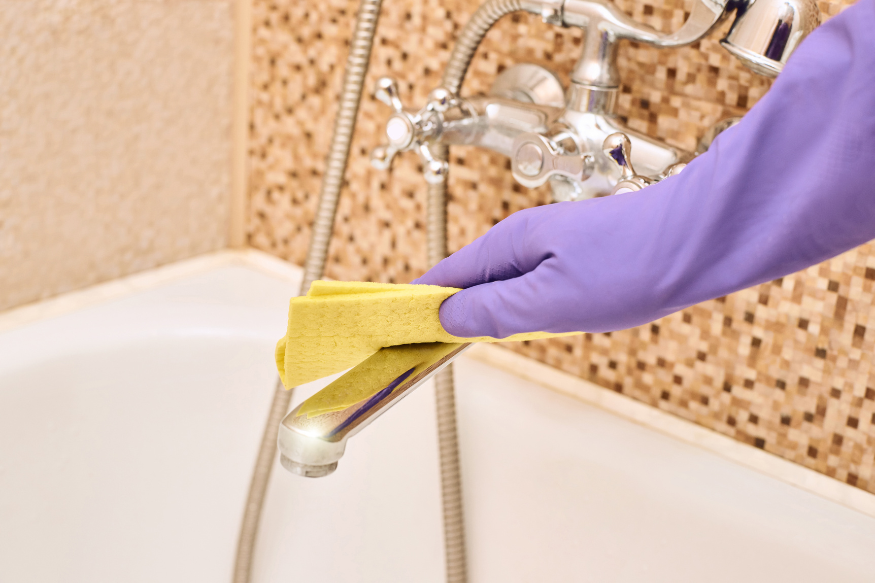 House Worker Cleaning Bathroom